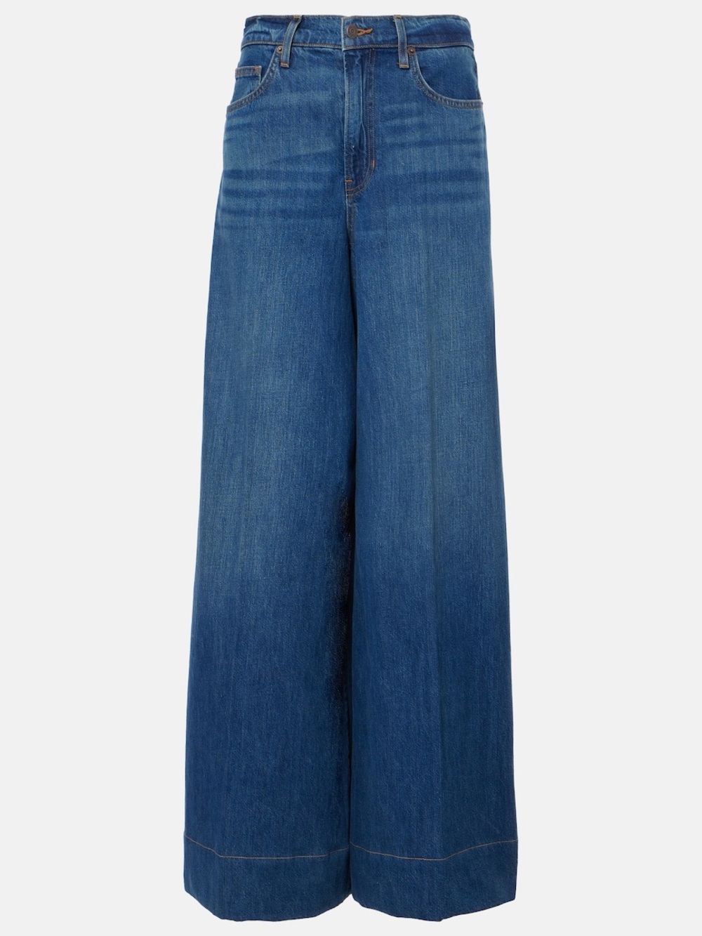 Veronica Beard Wide-Leg High-Rise Jeans in Mid Blue 32” inseam